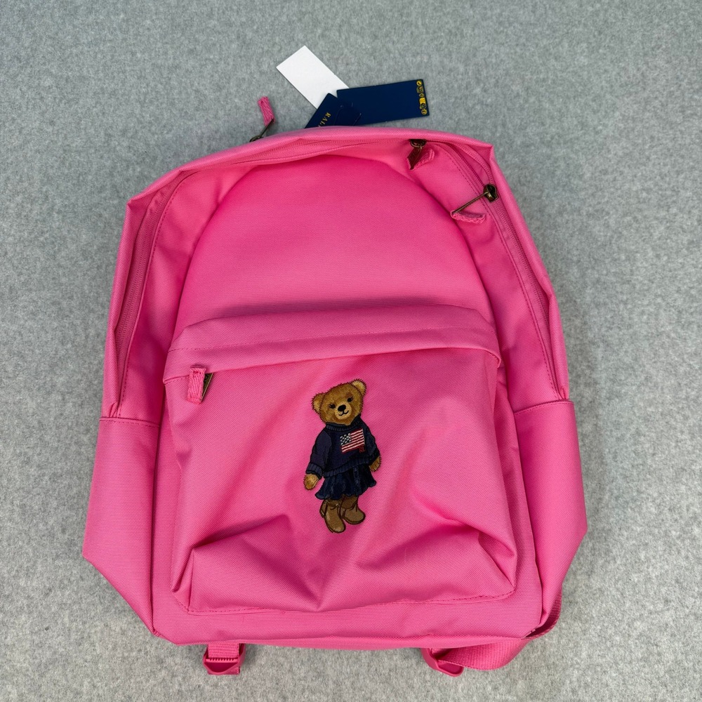 Polo Ralph Lauren Pink Polo Bear Canvas Backpack NWT